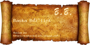 Baska Bálint névjegykártya